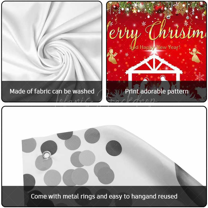 Lofaris Red Festive Christmas Nativity Garage Door Banner