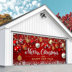 Lofaris Red Festive Christmas New Year Garage Door Banner