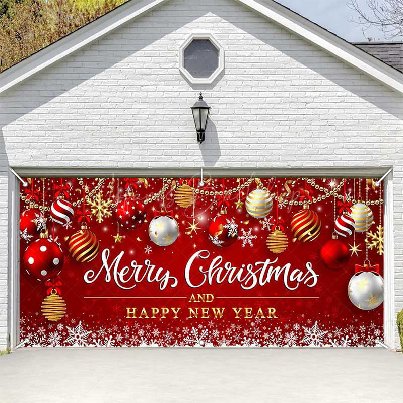 Lofaris Red Festive Christmas New Year Garage Door Banner