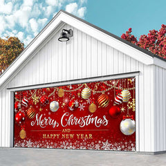 Lofaris Red Festive Christmas New Year Garage Door Banner