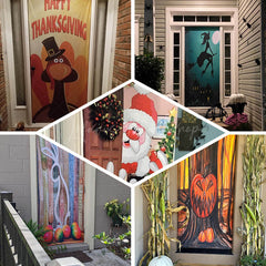 Lofaris Red Festive Firecracker Couplets New Year Door Cover