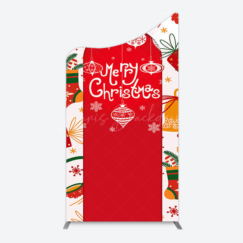 Lofaris Red Festive Print Merry Christmas Arch Backdrop