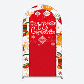 Lofaris Red Festive Print Merry Christmas Arch Backdrop