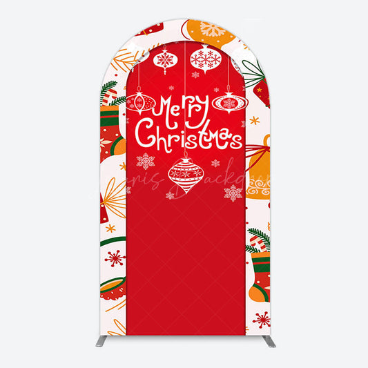 Lofaris Red Festive Print Merry Christmas Arch Backdrop