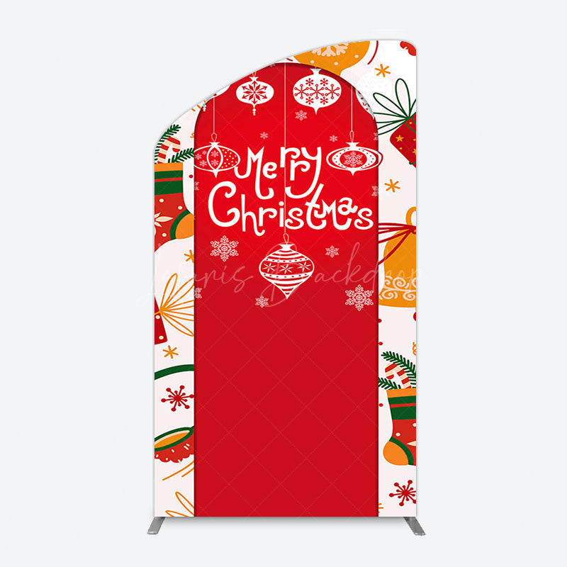 Lofaris Red Festive Print Merry Christmas Arch Backdrop