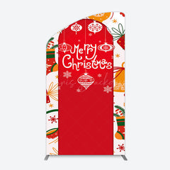 Lofaris Red Festive Print Merry Christmas Arch Backdrop