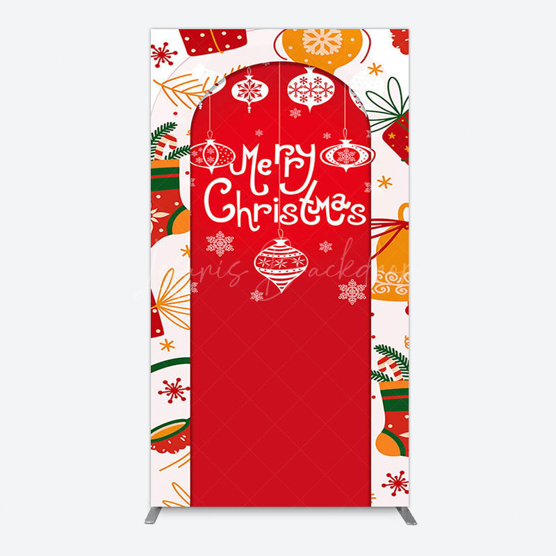 Lofaris Red Festive Print Merry Christmas Arch Backdrop