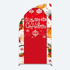 Lofaris Red Festive Print Merry Christmas Arch Backdrop
