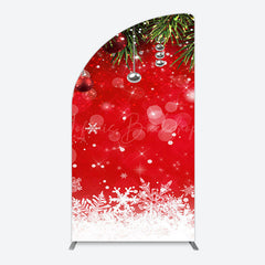 Lofaris Red Festive Snowy Bokeh Leaf Christmas Arch Backdrop
