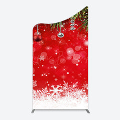 Lofaris Red Festive Snowy Bokeh Leaf Christmas Arch Backdrop
