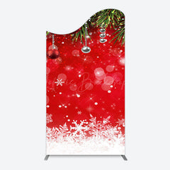 Lofaris Red Festive Snowy Bokeh Leaf Christmas Arch Backdrop