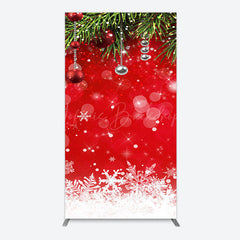 Lofaris Red Festive Snowy Bokeh Leaf Christmas Arch Backdrop