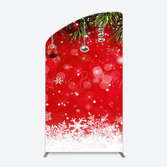 Lofaris Red Festive Snowy Bokeh Leaf Christmas Arch Backdrop