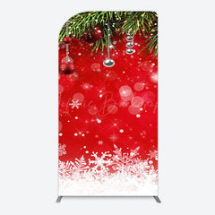 Lofaris Red Festive Snowy Bokeh Leaf Christmas Arch Backdrop