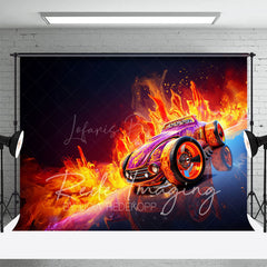Lofaris Red Fiery Hot Wheels Sports Photography Backdrop