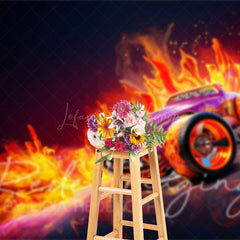 Lofaris Red Fiery Hot Wheels Sports Photography Backdrop