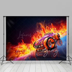 Lofaris Red Fiery Hot Wheels Sports Photography Backdrop