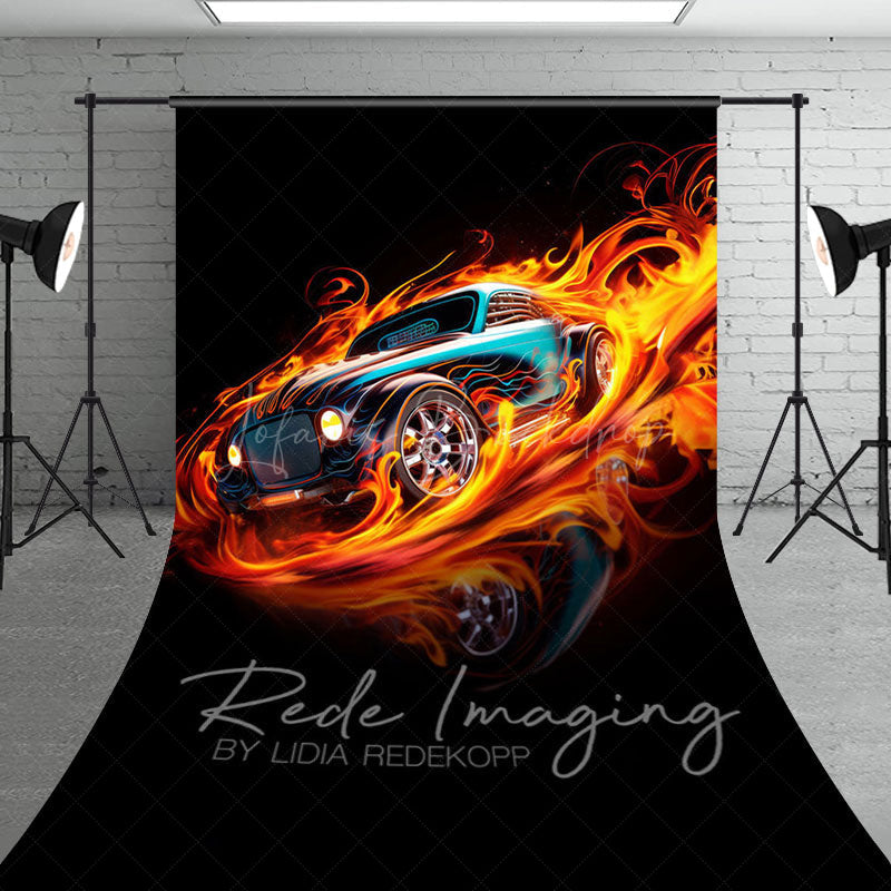 Lofaris Red Fiery Need For Speed Sport Sweep Photo Backdrop