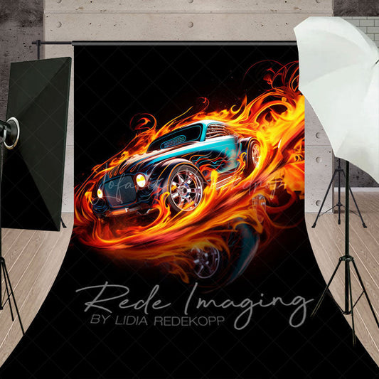 Lofaris Red Fiery Need For Speed Sport Sweep Photo Backdrop