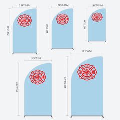 Lofaris Red Fire Department Logo Light Blue Half Moon Arch Backdrop