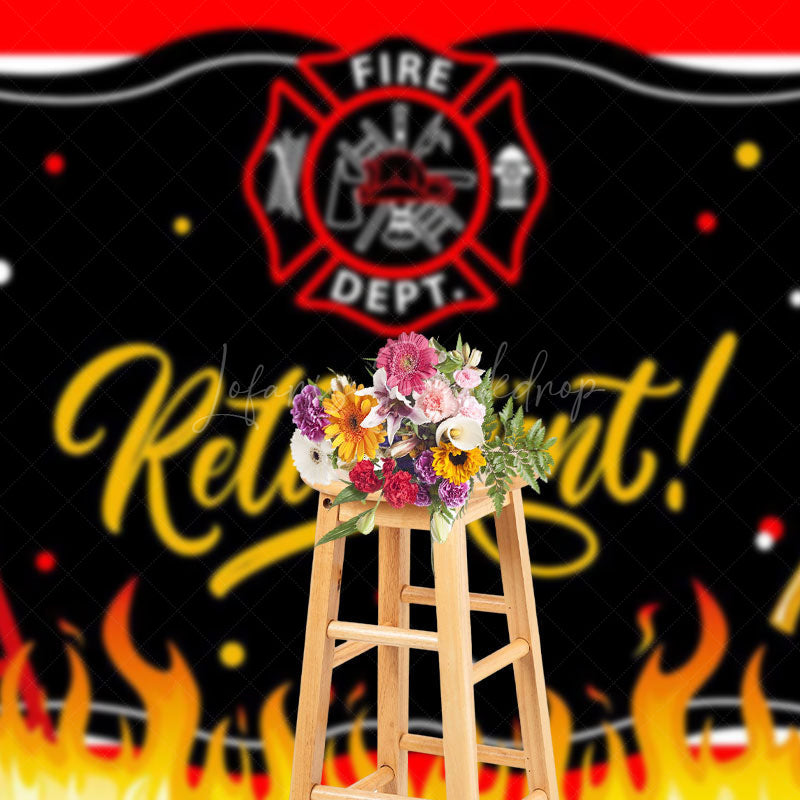 Lofaris Red Firefighting Firedept Happy Retirement Backdrop