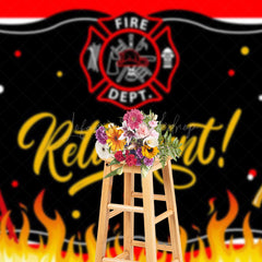 Lofaris Red Firefighting Firedept Happy Retirement Backdrop
