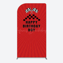 Lofaris Red Flag Racing Happy Birthday Boy Arch Backdrop
