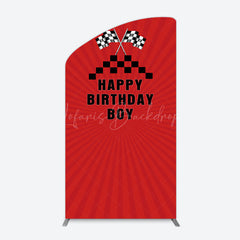 Lofaris Red Flag Racing Happy Birthday Boy Arch Backdrop
