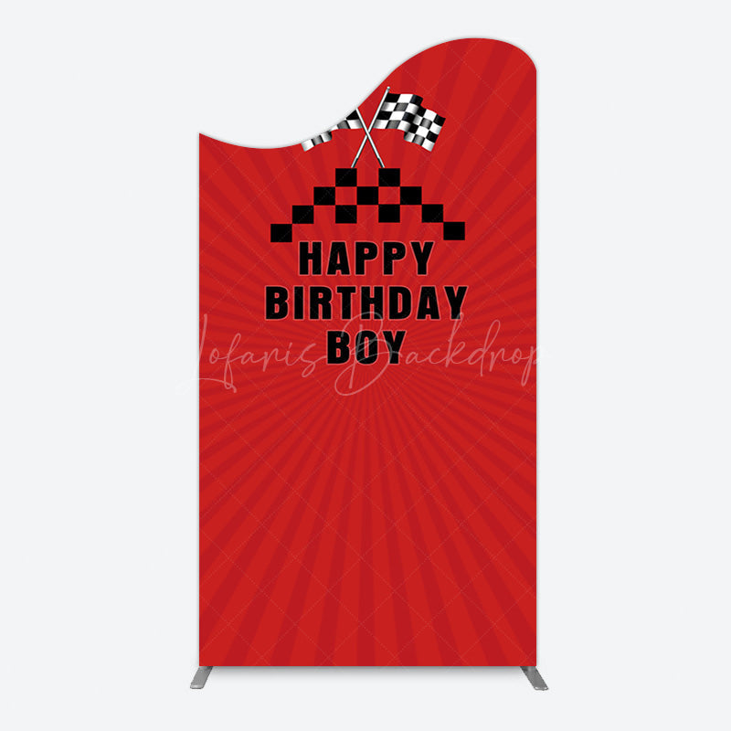 Lofaris Red Flag Racing Happy Birthday Boy Arch Backdrop