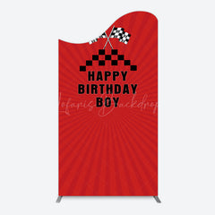 Lofaris Red Flag Racing Happy Birthday Boy Arch Backdrop