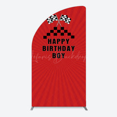 Lofaris Red Flag Racing Happy Birthday Boy Arch Backdrop