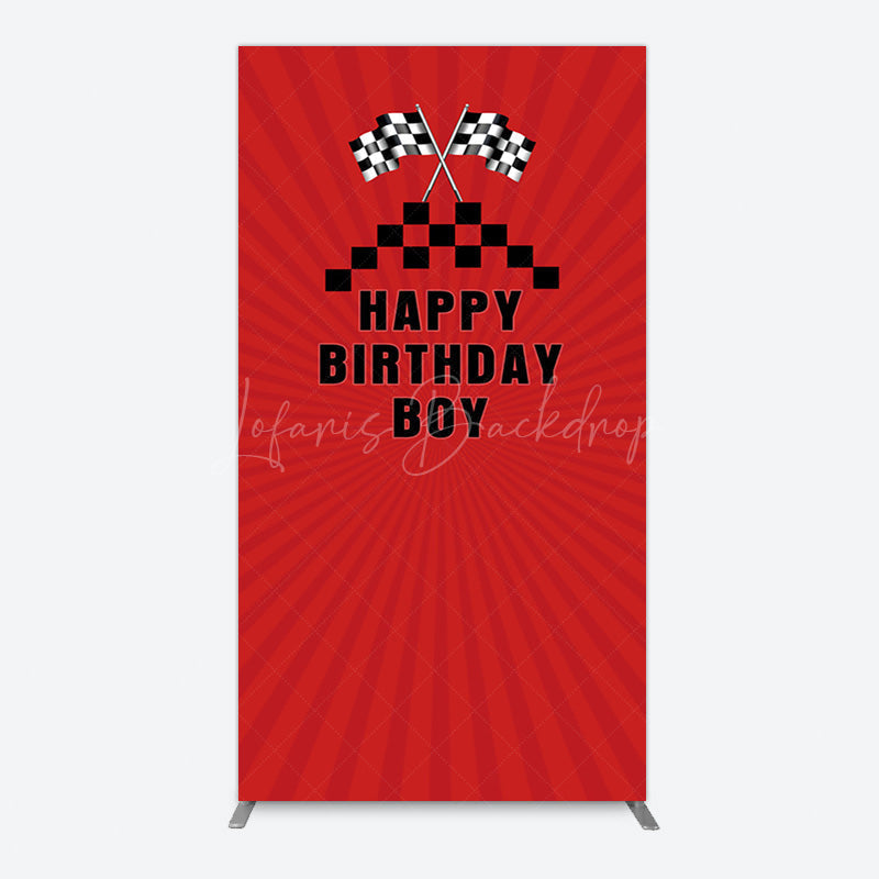 Lofaris Red Flag Racing Happy Birthday Boy Arch Backdrop
