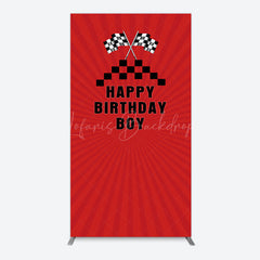 Lofaris Red Flag Racing Happy Birthday Boy Arch Backdrop