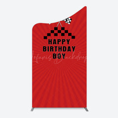 Lofaris Red Flag Racing Happy Birthday Boy Arch Backdrop