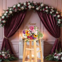 Lofaris Red Floral Wedding Forever Begins Here Cute Backdrop