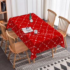 Lofaris Red Geometric Arrow Heart Rectangle Tablecloth White Diamond Grid Pattern Modern Valentine Home Decor