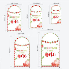 Lofaris Red Gingham Strawberry Berry Sweet is Turning One Arch Backdrop Kit First Birthday Party Decor