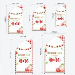 Lofaris Red Gingham Strawberry Berry Sweet is Turning One Half Moon Arch Backdrop Kit First Birthday Party Decor