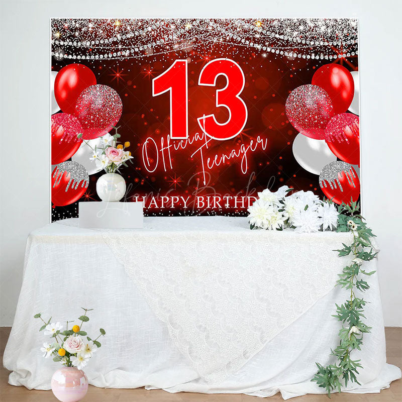 Lofaris Red Glitter Balloon 13 Official Teenagers Backdrop