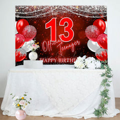 Lofaris Red Glitter Balloon 13 Official Teenagers Backdrop