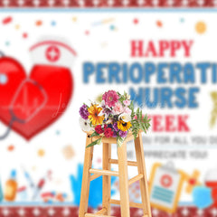 Lofaris Red Glitter Happy Perioperative Nurse Week Backdrop