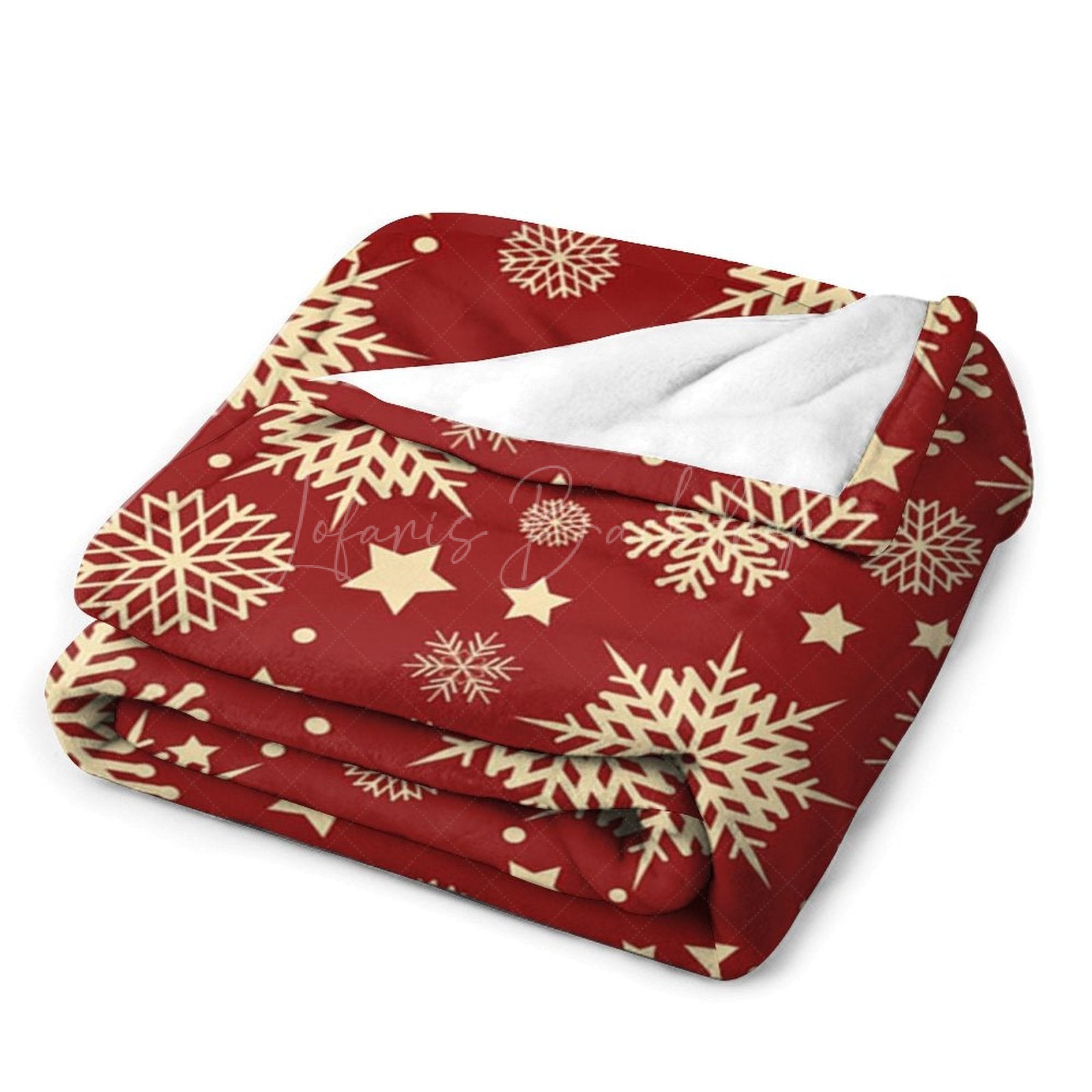 Lofaris Red Gold Christmas Snowflake Blanket Gift Souvenir