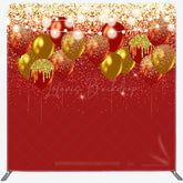 Lofaris Red Gold Glitter Lighted Balloons Square Backdrop