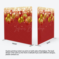 Lofaris Red Gold Glitter Lighted Balloons Square Backdrop