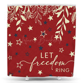 Lofaris Red Gold Leaf Stars Let Freedom Ring Shower Curtain