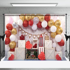 Lofaris Red Gold Love Valentines Day Photography Backdrop