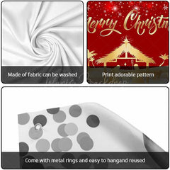 Lofaris Red Gold Snowy Night Nativity Garage Door Banner