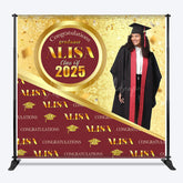 Lofaris Red Gold Step And Repeat Custom Graduation Backdrop