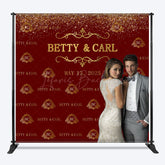 Lofaris Red Gold Step And Repeat Custom Photo Wedding Backdrop