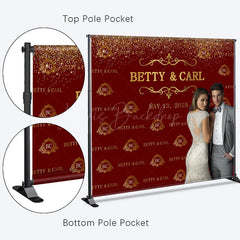 Lofaris Red Gold Step And Repeat Custom Photo Wedding Backdrop